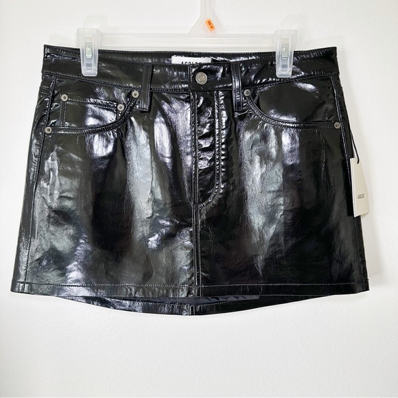 Agolde Dresses & Skirts - Agolde Recycled Leather Liv Mini Skirt in Black Patent NWT